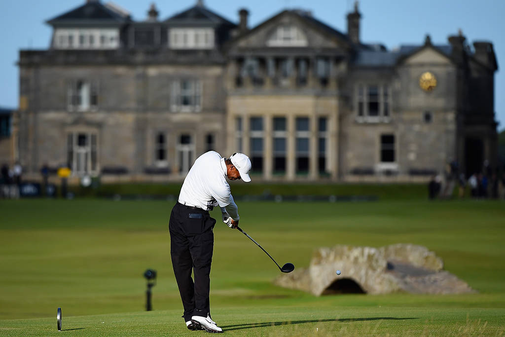 Tiger Woods at St Andrews during The 144th Open in 2015